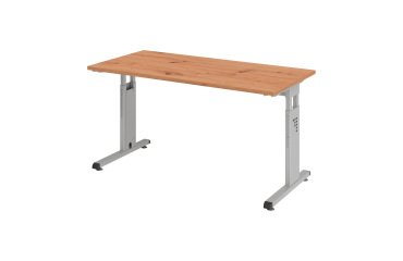 Geradliniger Tisch Mini Office Manhattan silberfarbiges Gestell B 140 x T 67,2 cm