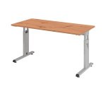 Straight desk Mini Office Manhattan silver coloured undercarriage W 140 x D 67,2 cm