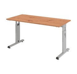 Straight desk Mini Office Manhattan silver coloured undercarriage W 140 x D 67,2 cm