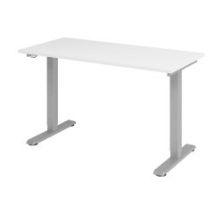 Sit-stand desk mini silver coloured undercarriage L 140 x D 67,2 cm 