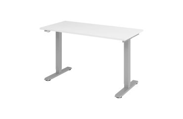 Sit-stand desk mini silver coloured undercarriage L 140 x D 67,2 cm 