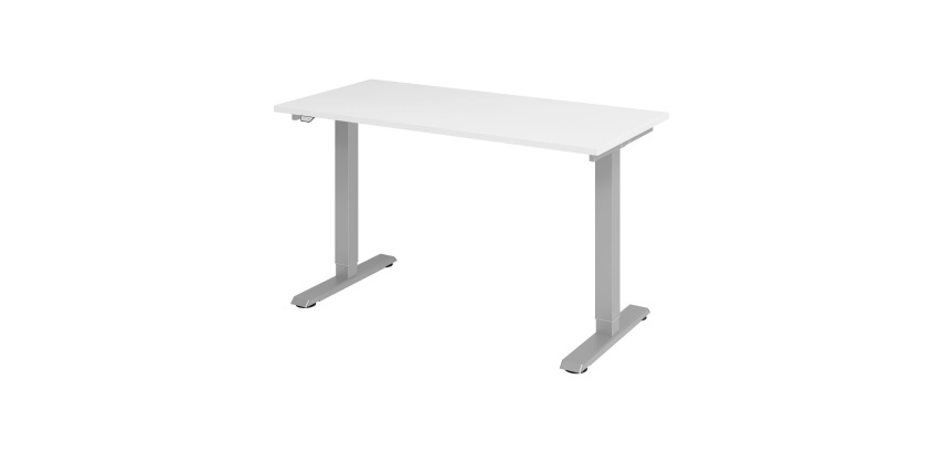 Sit-stand desk mini silver coloured undercarriage L 140 x D 67,2 cm 
