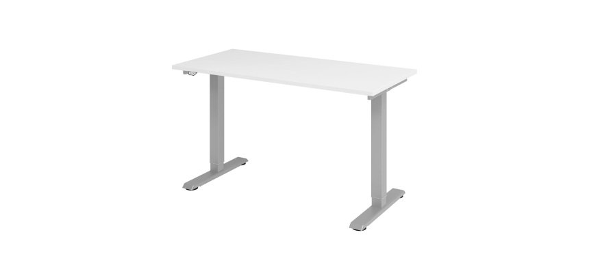 Geradliniger Sitz-Stehtisch Mini silberfarbiges Gestell B 140 x T 67,2 cm 
