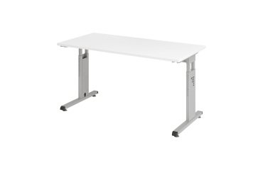 Straight desk Mini Office Manhattan silver coloured undercarriage W 140 x D 67,2 cm