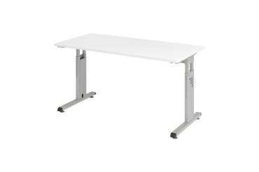 Geradliniger Tisch Mini Office Manhattan silberfarbiges Gestell B 140 x T 67,2 cm