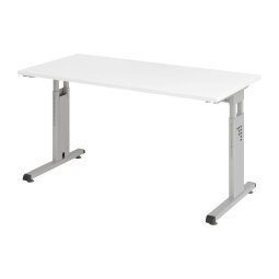 Straight desk Mini Office Manhattan silver coloured undercarriage W 140 x D 67,2 cm