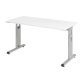 Geradliniger Tisch Mini Office Manhattan silberfarbiges Gestell B 140 x T 67,2 cm