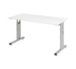 Straight desk Mini Office Manhattan silver coloured undercarriage W 140 x D 67,2 cm