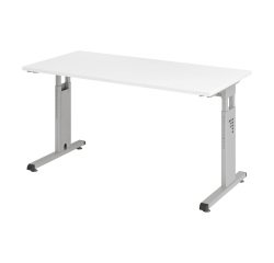 Geradliniger Tisch Mini Office Manhattan silberfarbiges Gestell B 140 x T 67,2 cm