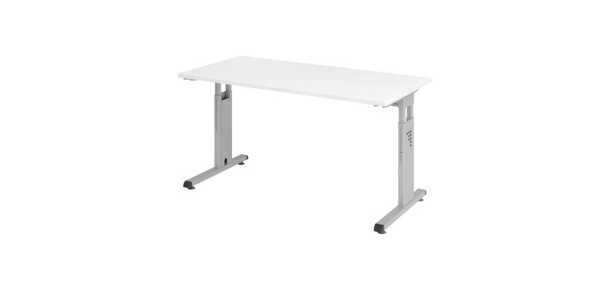 Straight desk Mini Office Manhattan silver coloured undercarriage W 140 x D 67,2 cm