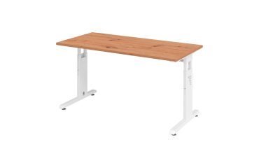 Geradliniger Tisch Mini Office Manhattan weißes Gestell B 140 x T 67,2 cm