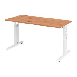 Geradliniger Tisch Mini Office Manhattan weißes Gestell B 140 x T 67,2 cm