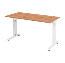 Straight desk Mini Office Manhattan white coloured undercarriage W 140 x D 67,2 cm
