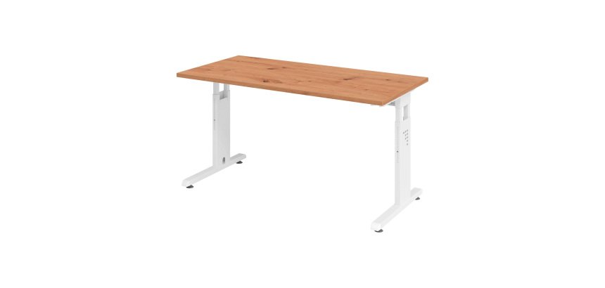 Rechte werkpost Mini Office Manhattan - wit onderstel B 140 x D 67,2 cm