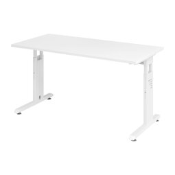 Geradliniger Tisch Mini Office Manhattan weißes Gestell B 140 x T 67,2 cm