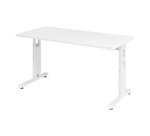 Geradliniger Tisch Mini Office Manhattan weißes Gestell B 140 x T 67,2 cm