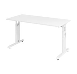 Geradliniger Tisch Mini Office Manhattan weißes Gestell B 140 x T 67,2 cm