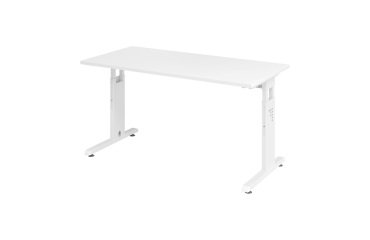 Geradliniger Tisch Mini Office Manhattan weißes Gestell B 140 x T 67,2 cm