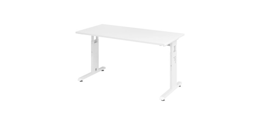 Geradliniger Tisch Mini Office Manhattan weißes Gestell B 140 x T 67,2 cm