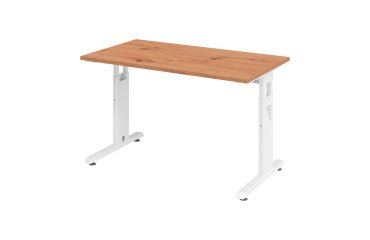 Rechte werkpost Mini Office Manhattan - wit onderstel B 120 x D 67,2 cm