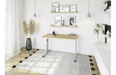 Straight desk Mini Office Manhattan silver coloured undercarriage W 120 x D 67,2 cm