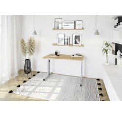 Straight desk Mini Office Manhattan silver coloured undercarriage W 120 x D 67,2 cm