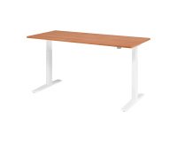 Zit-sta bureau basic - wit onderstel  - notelaar werkblad 180 x 80cm