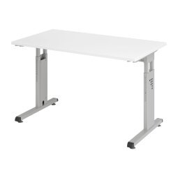 Straight desk Mini Office Manhattan silver coloured undercarriage W 120 x D 67,2 cm