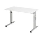 Straight desk Mini Office Manhattan silver coloured undercarriage W 120 x D 67,2 cm