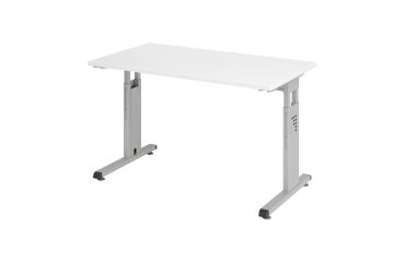 Straight desk Mini Office Manhattan silver coloured undercarriage W 120 x D 67,2 cm