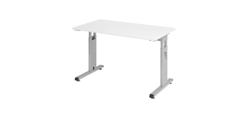 Straight desk Mini Office Manhattan silver coloured undercarriage W 120 x D 67,2 cm