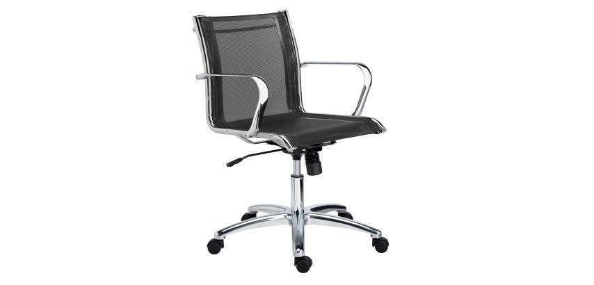 Office chairs Andrea mesh - Low back with armrests - Centered tilting mechanism - Chrome feet