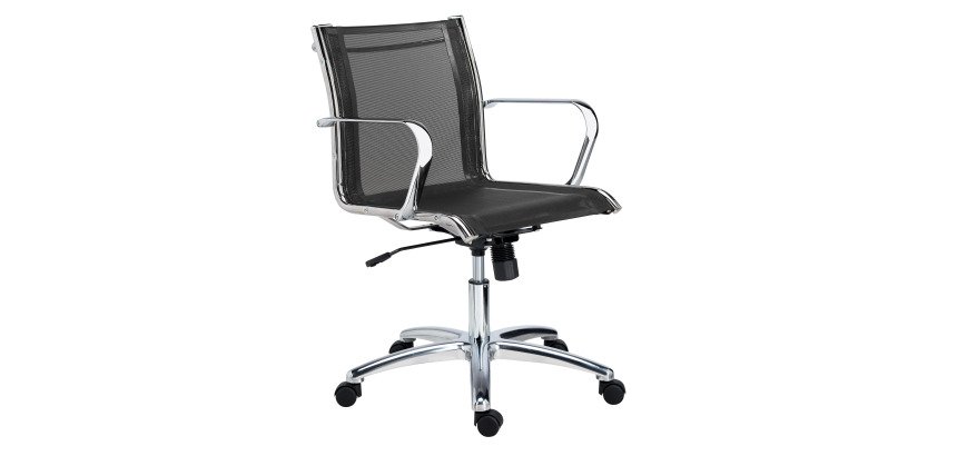 Office chairs Andrea mesh - Low back with armrests - Centered tilting mechanism - Chrome feet