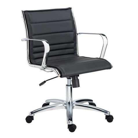 Fauteuil de bureau Andrea cuir - dossier bas accoudoirs - mécanisme Basculant centré - pieds chrome