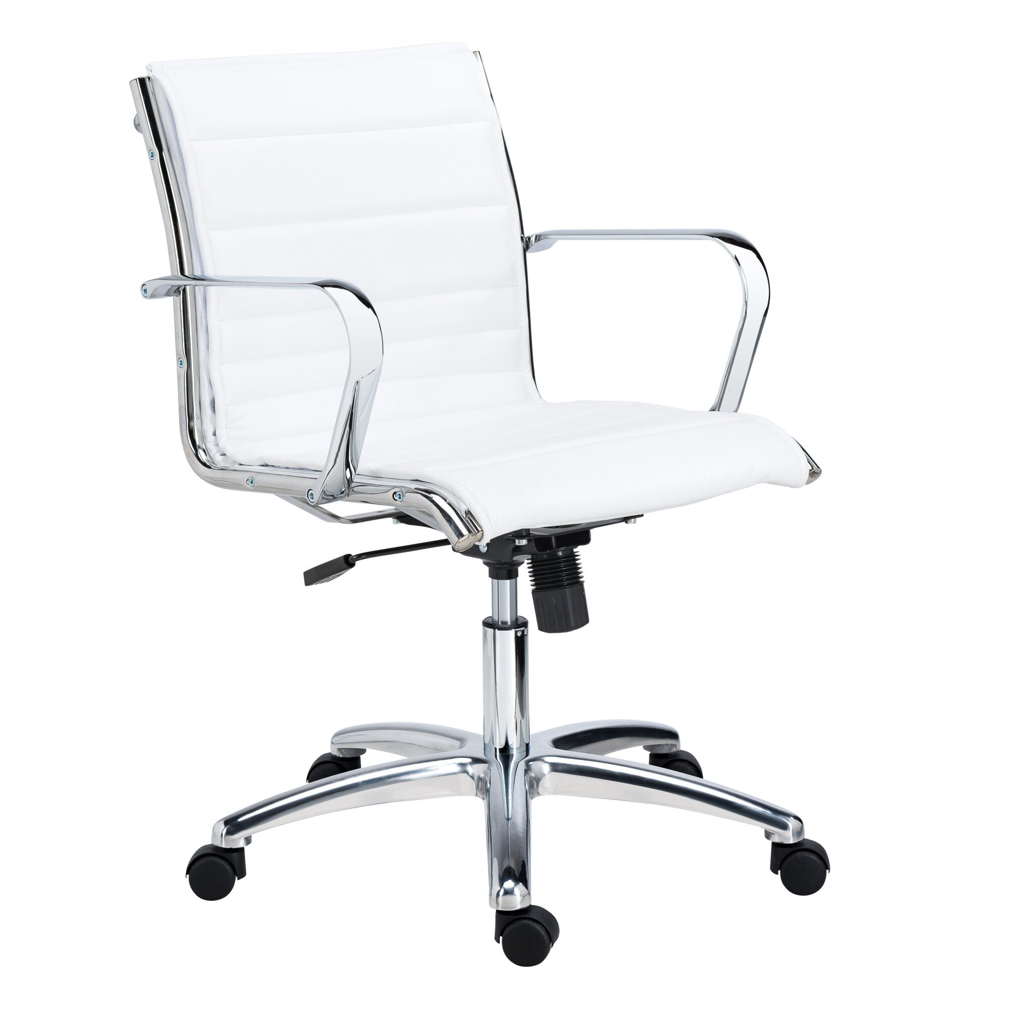 Fauteuil de bureau Andrea cuir - dossier bas accoudoirs - mécanisme Basculant centré - pieds chrome