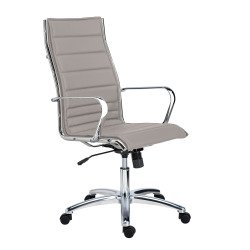 Office chair ANDREA leather grey - high back 