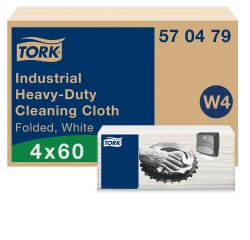Chiffon de Nettoyage Industriel Ultra-résistant blanc W4, Multi-usages, 60 chiffons, Tork