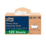 Chiffons de nettoyage industriel blanc W7, distribution feuille à feuille, boîte de 120 chiffons, Tork