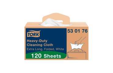 Chiffons de nettoyage industriel blanc W7, distribution feuille à feuille, boîte de 120 chiffons, Tork