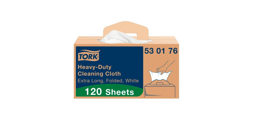 Chiffons de nettoyage industriel blanc W7, distribution feuille à feuille, boîte de 120 chiffons, Tork