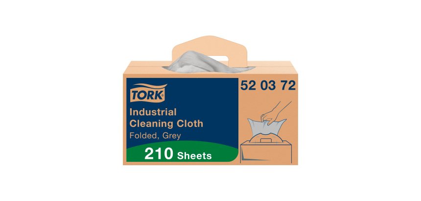 Chiffons de nettoyage Industriel gris W7, distribution feuille à feuille, boîte de 210 chiffons, Tork