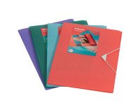 Folder with elastics and 3 flaps plastic COLOUR ICE 23,3 x 32 cm back of 2 cm