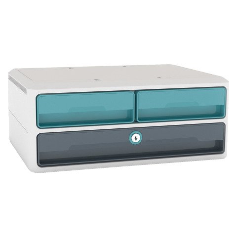 Módulo archivador de 3 cajones Cep MoovUp con cerradura y tiradores color blanco