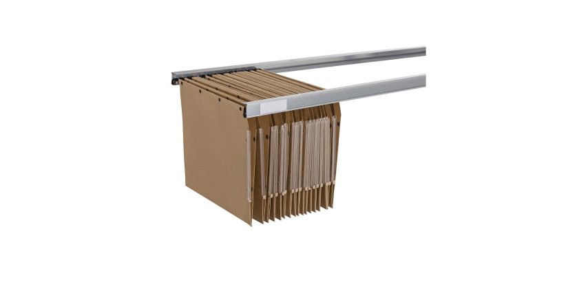 Jeu 2 rails pour dossiers suspendus longueur 114 cm pour tablettes bois L 120 cm