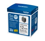 Pack de 5 rubans laminés Brother 12 mm TZE 231 blanc écriture noir