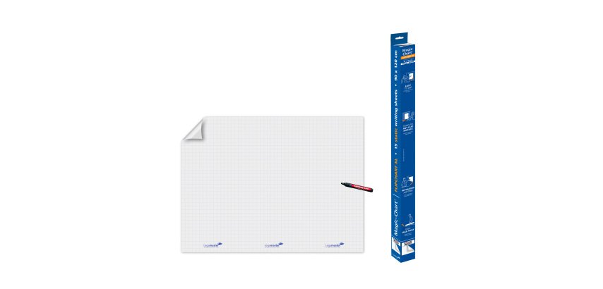Feuilles électrostatiques blanches quadrillées Magic-Chart 90 x 120 cm - 15 feuilles