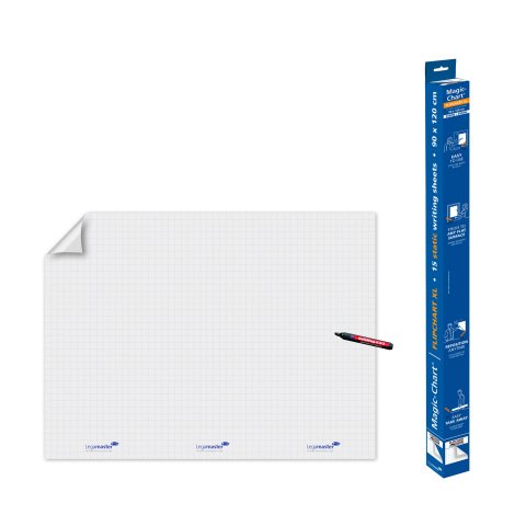 Hojas electrostáticas reposicionable no borrable Magic-Chart Legamaster 90 x 120 cm - 15 hojas cuadriculadas