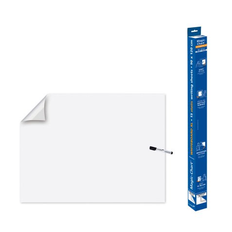 Elektrostatische, wiederbeschreibbare Folie Magic-Chart von Legamaster, 90 x 120 cm - 15 weiße Blätter.