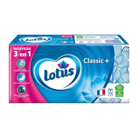 Zakdoeken 4 lagen Lotus Classic - 12 etuis van 9 stuks