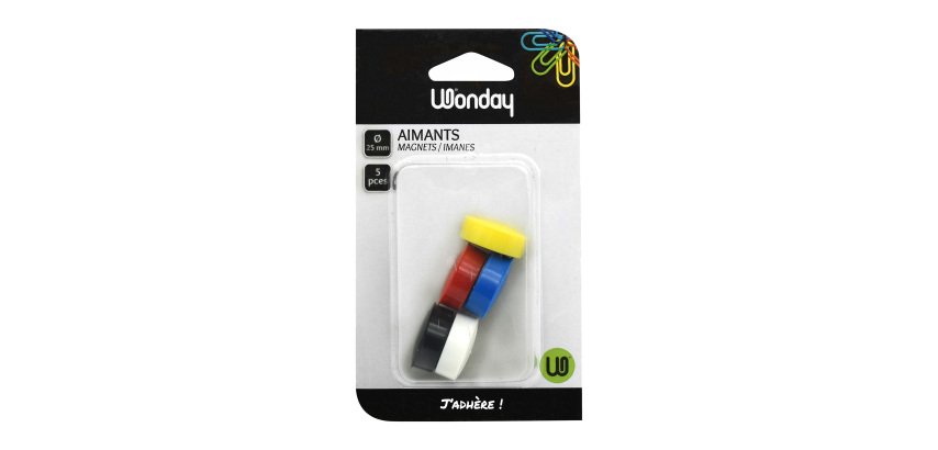 Magnets Ø 25 mm assorted colors - set of 5